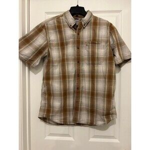 Carhartt mens Button Down Short Sleeve Plaid Shirt Size L
